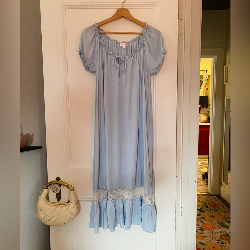 Victorian Vintage Style Nightgown | Light Blue | M